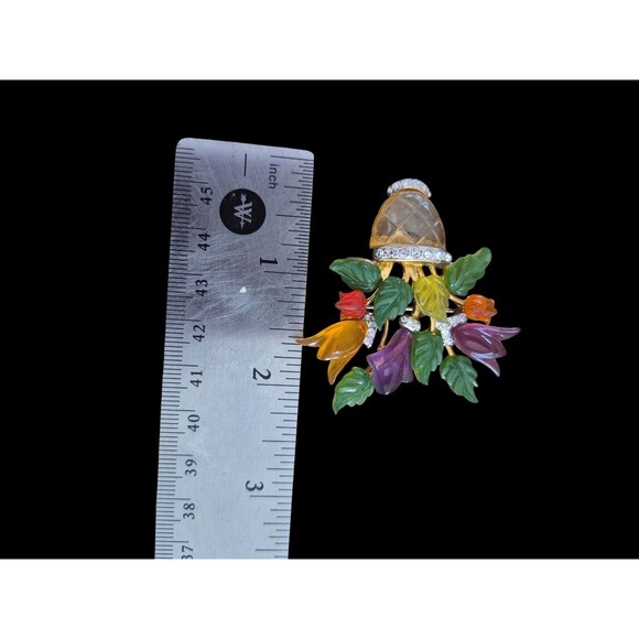 Vintage Joseph Cleary JC Jelly Belly Flower Vase Brooch 1960s - Picture 3 of 3